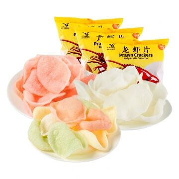 cheap price 170g 175g 227g box packing prawn crackers white red  mix 5colors Snack colored prawn chip prawn cracker